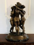 A bronze figural group entitled 'The Three Graces'