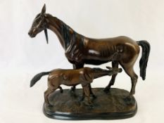 Bronze sculpture of a Mare and foal