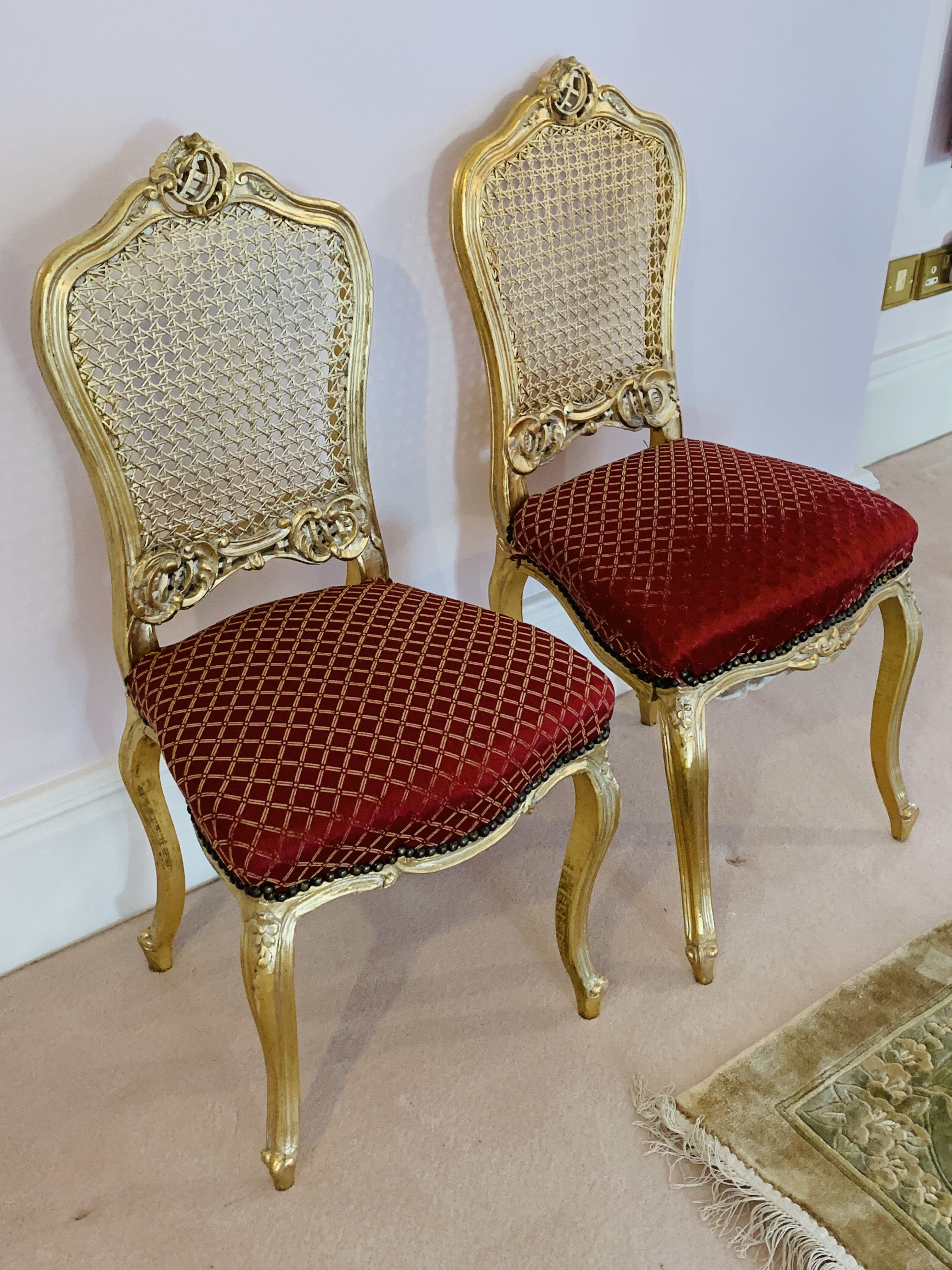 Pair of gilt framed hall chairs - Image 2 of 4