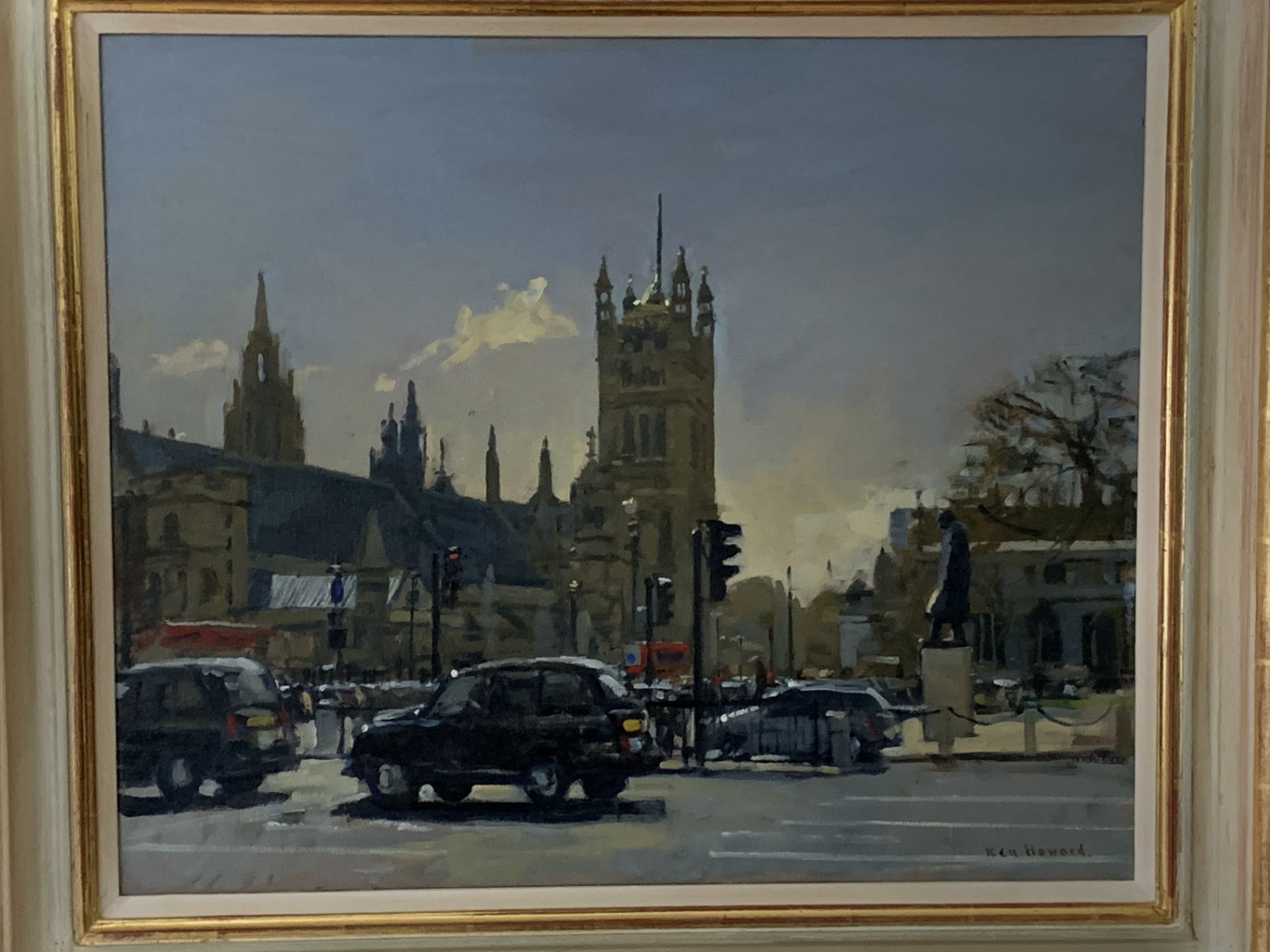 Ken Howard, R.A. Gilt framed oil on canvas of Parliament Square, London - Image 2 of 5