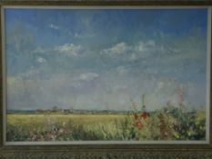 Gilt framed oil on canvas landscape, signed Paul Brown