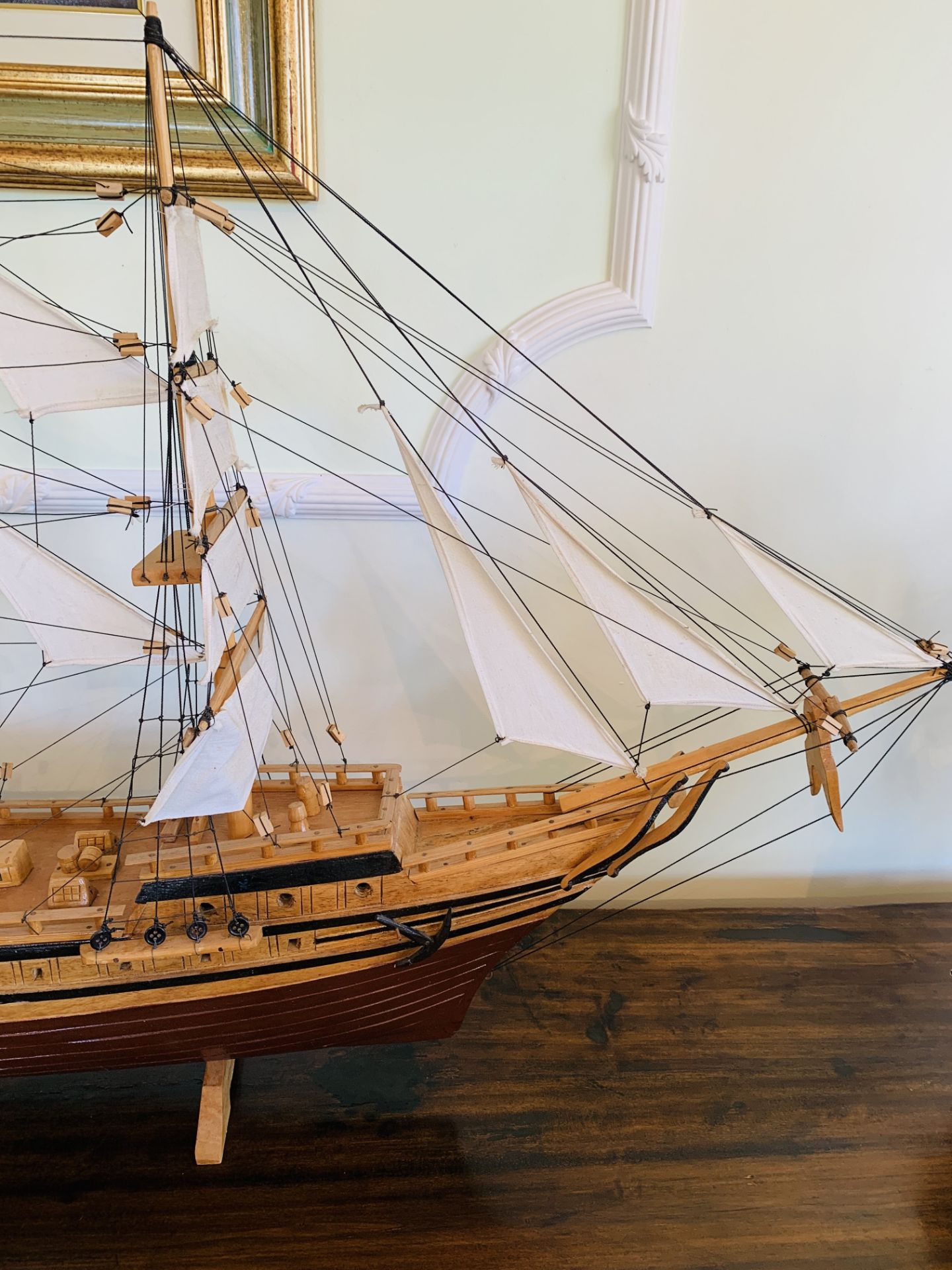 Scratch built wooden model sailing ship - Image 2 of 5