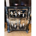 Oriental black lacquered cocktail cabinet