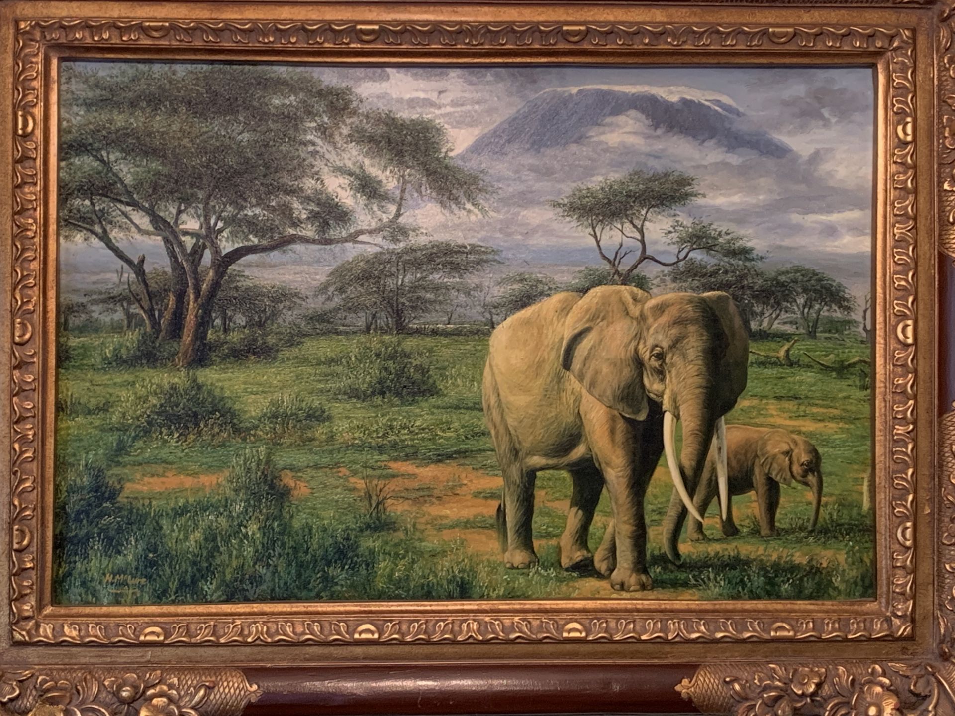 Heavy gilt framed oil on canvas, signed H MccLure