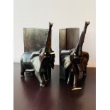 Pair of ebony elephant bookends