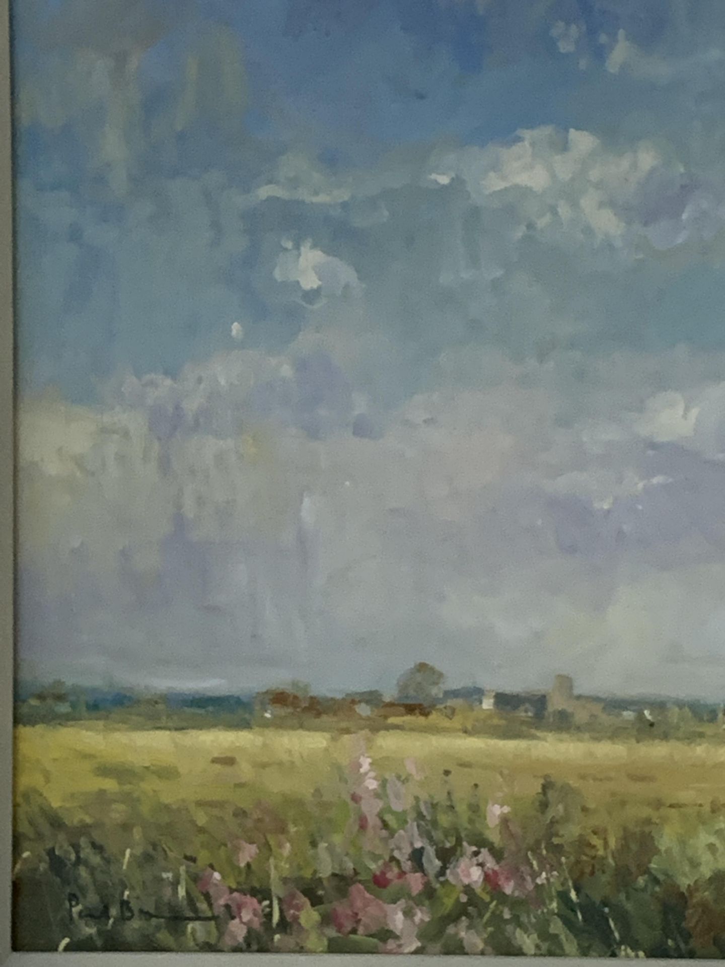 Gilt framed oil on canvas landscape, signed Paul Brown - Image 3 of 3