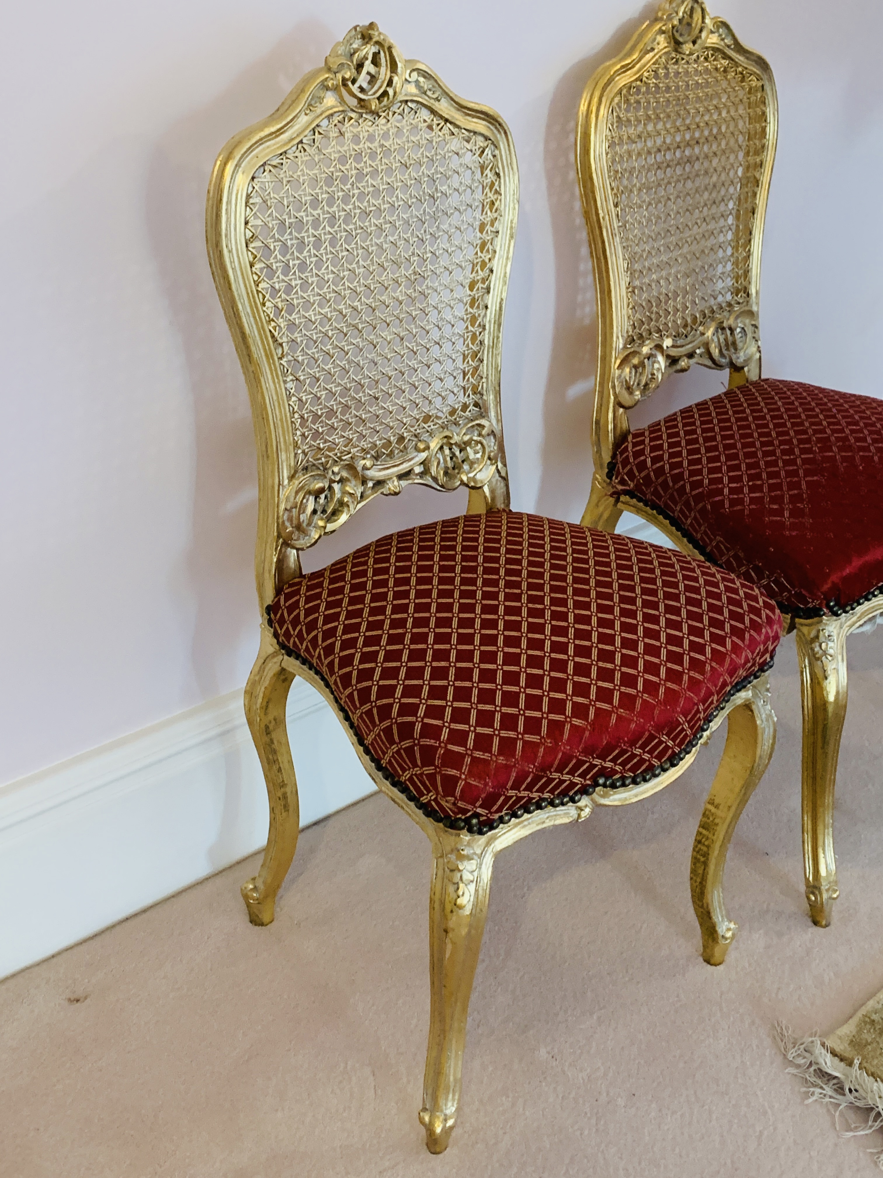 Pair of gilt framed hall chairs - Image 3 of 4