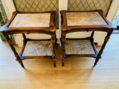 Pair of side tables with inset marble top