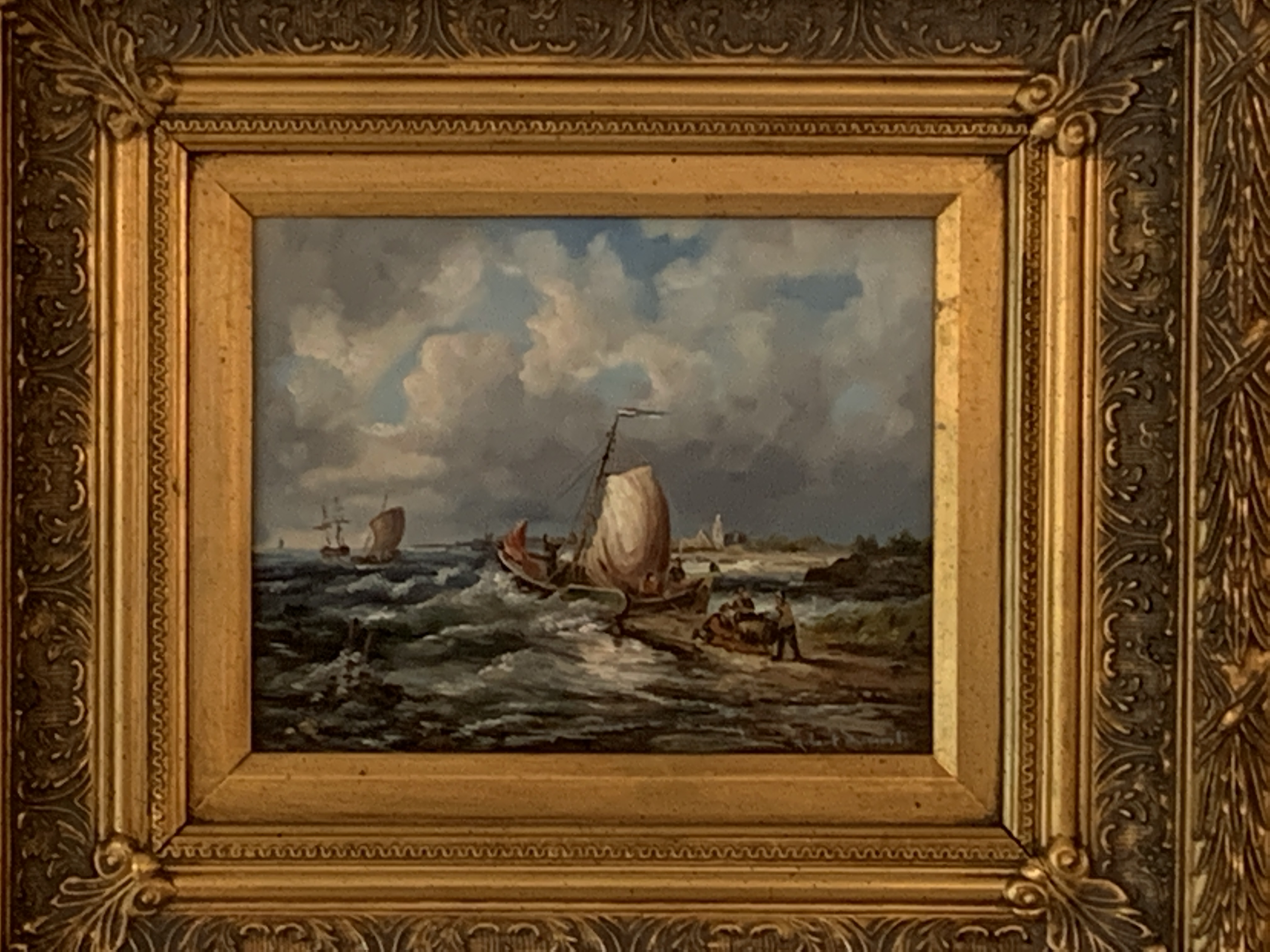 Pair of gilt framed oils on board, signed Robert Driscoll