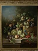 Framed oil on board of still life fruit, signed J Gabriel