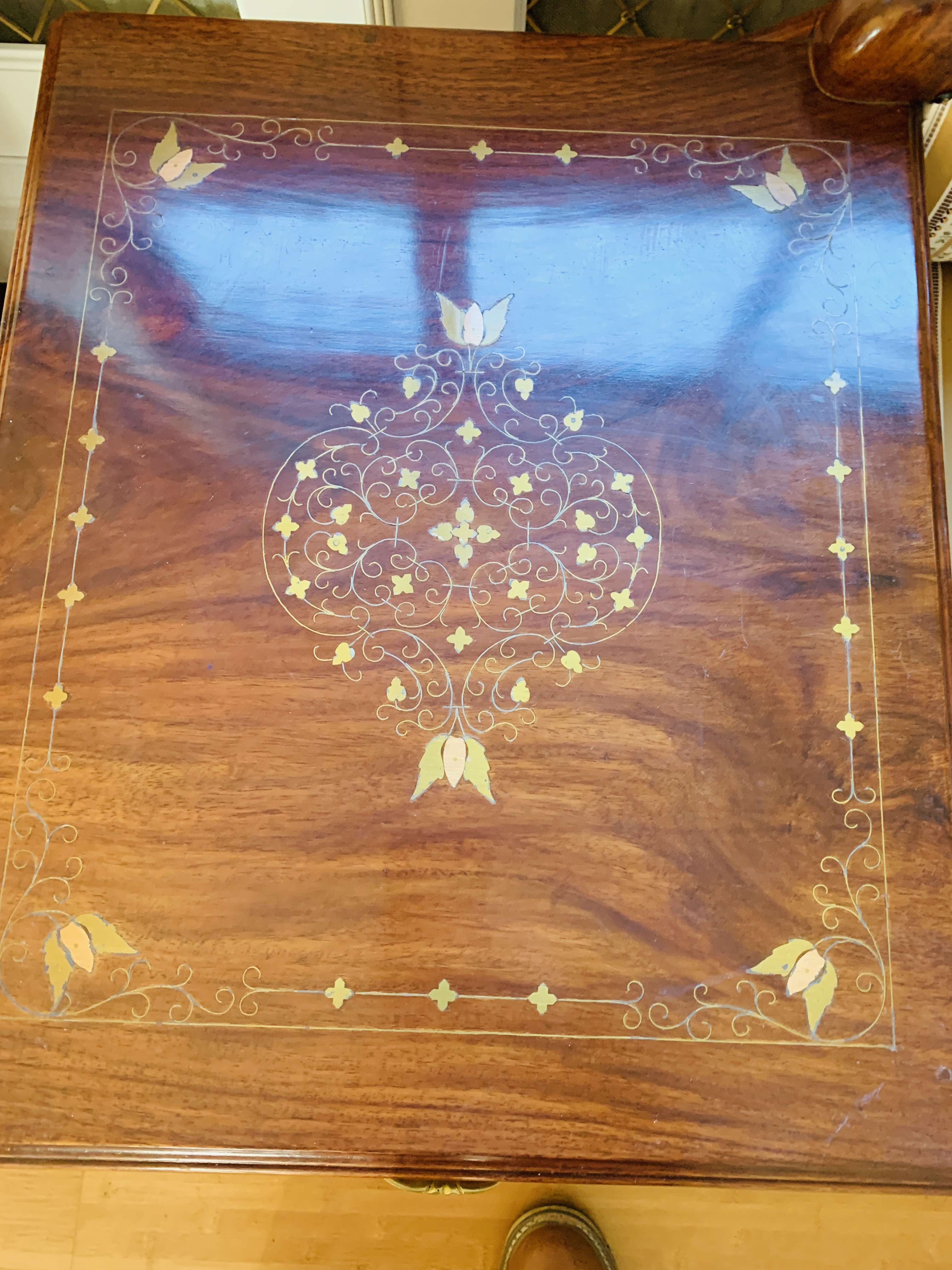 Gilt inlaid hardwood telephone seat - Image 6 of 7