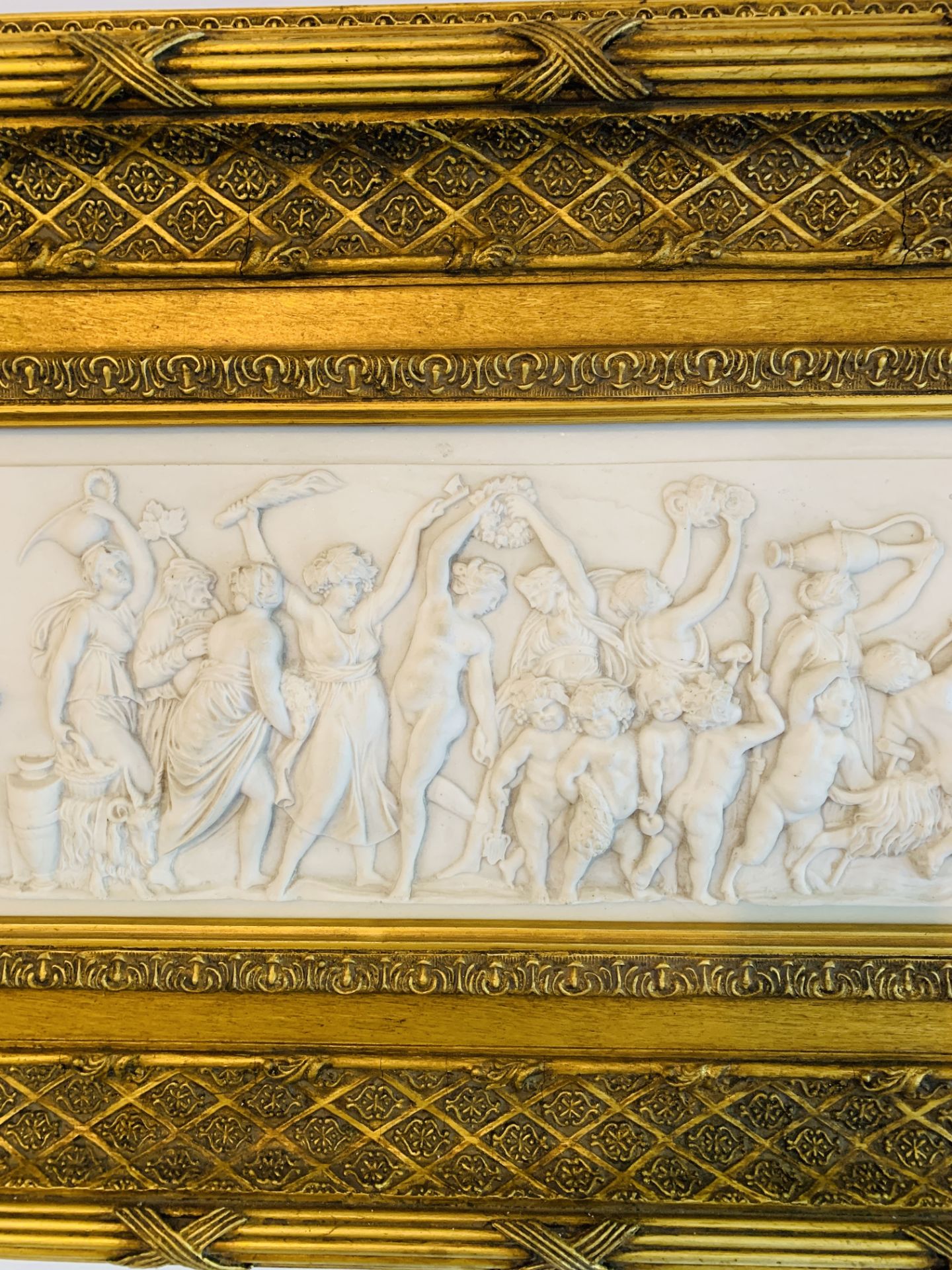 Heavily gilt framed cast marble high relief mould written 'G Andreoni Cesciona Firenze 1772' - Image 3 of 3