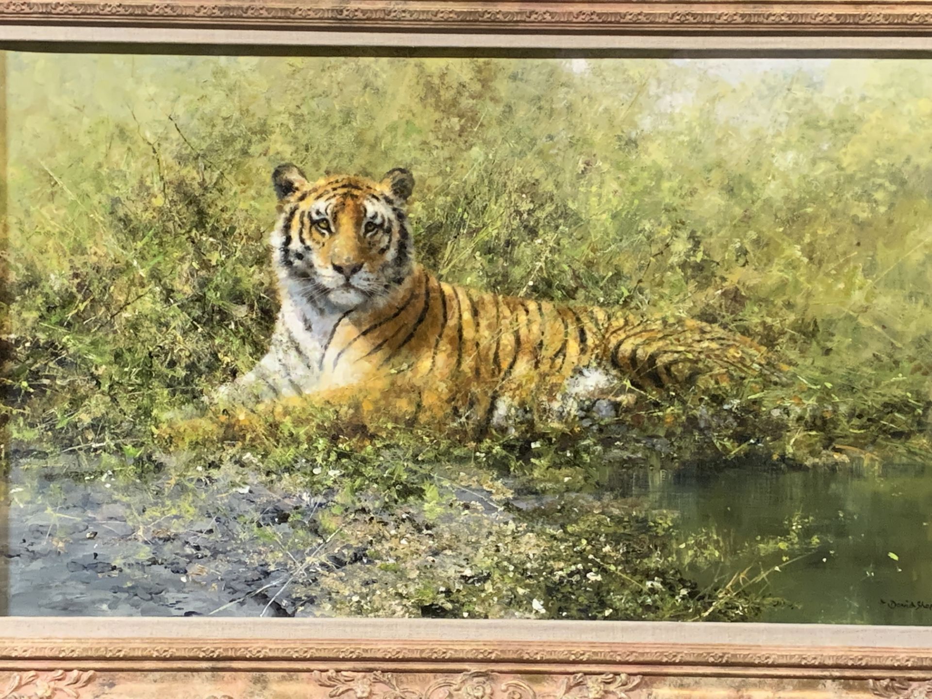 David Shepherd CBE, FRSA, FGRA (1931-2017). Framed original oil on canvas of a Tiger - Image 4 of 8