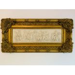 Heavily gilt framed cast marble high relief mould written 'G Andreoni Cesciona Firenze 1772'