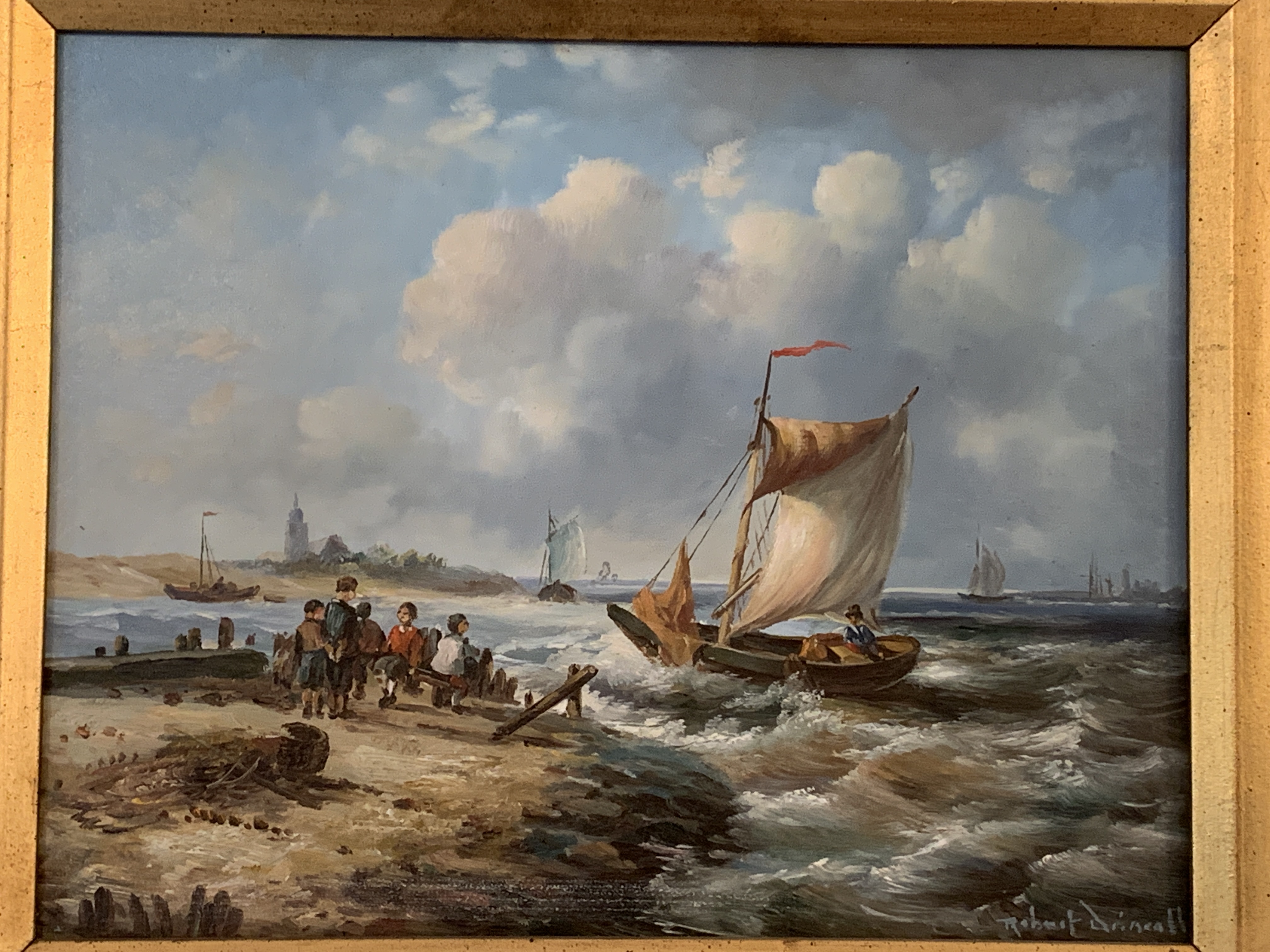 Pair of gilt framed oils on board, signed Robert Driscoll - Image 3 of 5