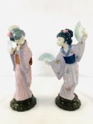 Two Lladro figures of Japanese ladies