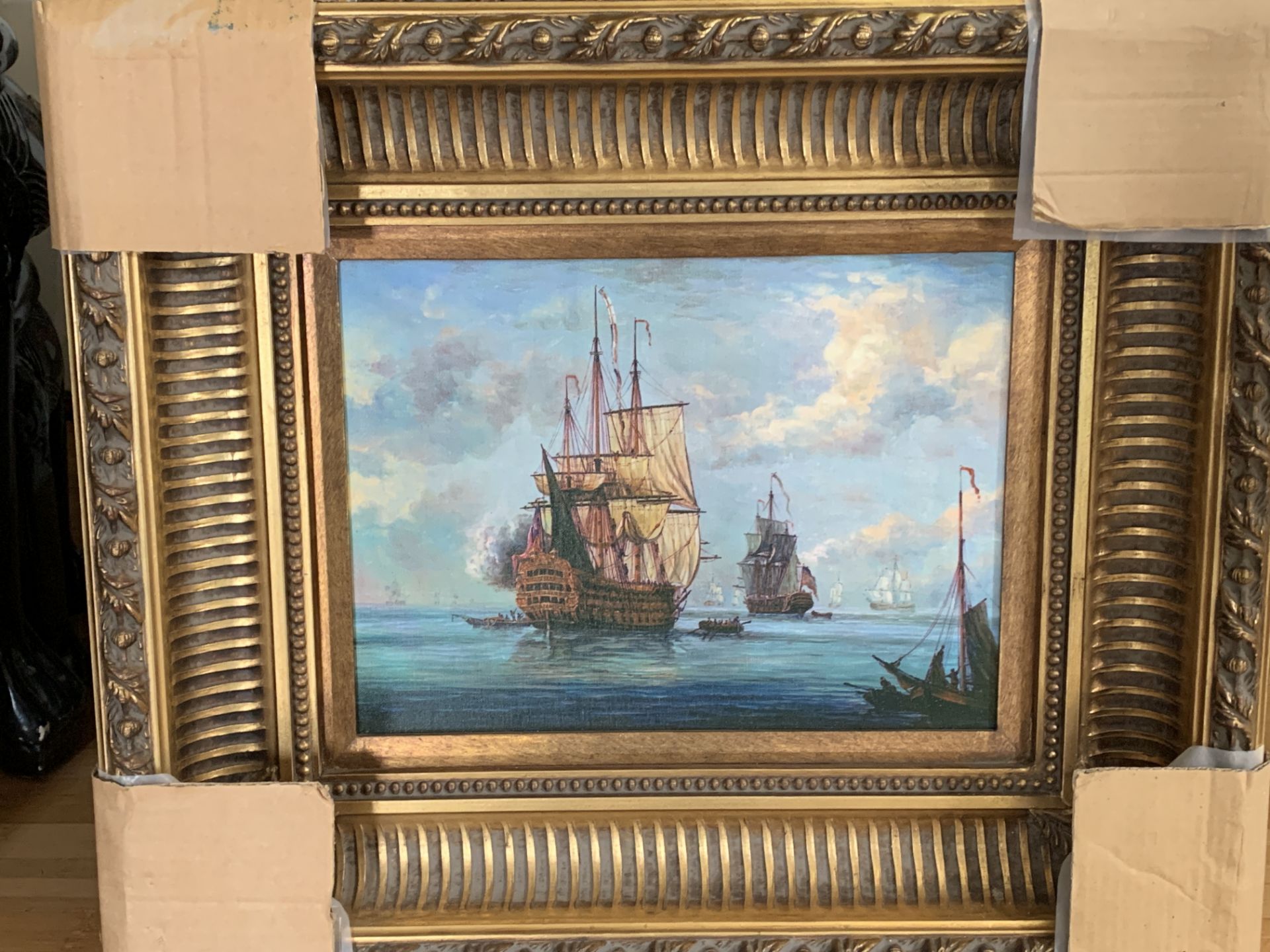 Three heavy gilt framed reproduction oils on canvas - Image 2 of 5