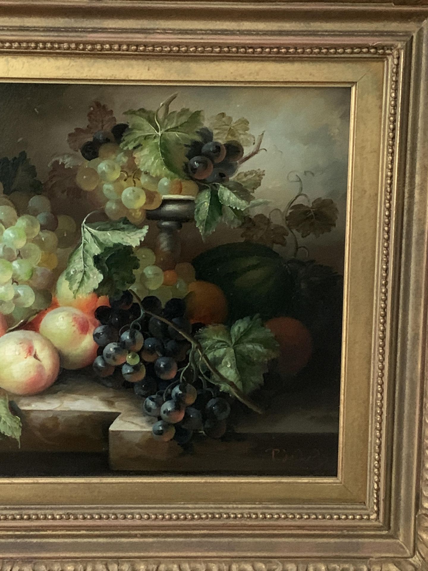 Gilt framed oil on canvas of fruit, signed Plibertz - Image 3 of 3
