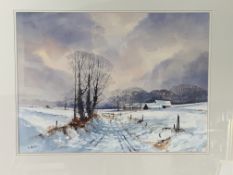 Two framed and glazed watercolours by T. Moore, together with another