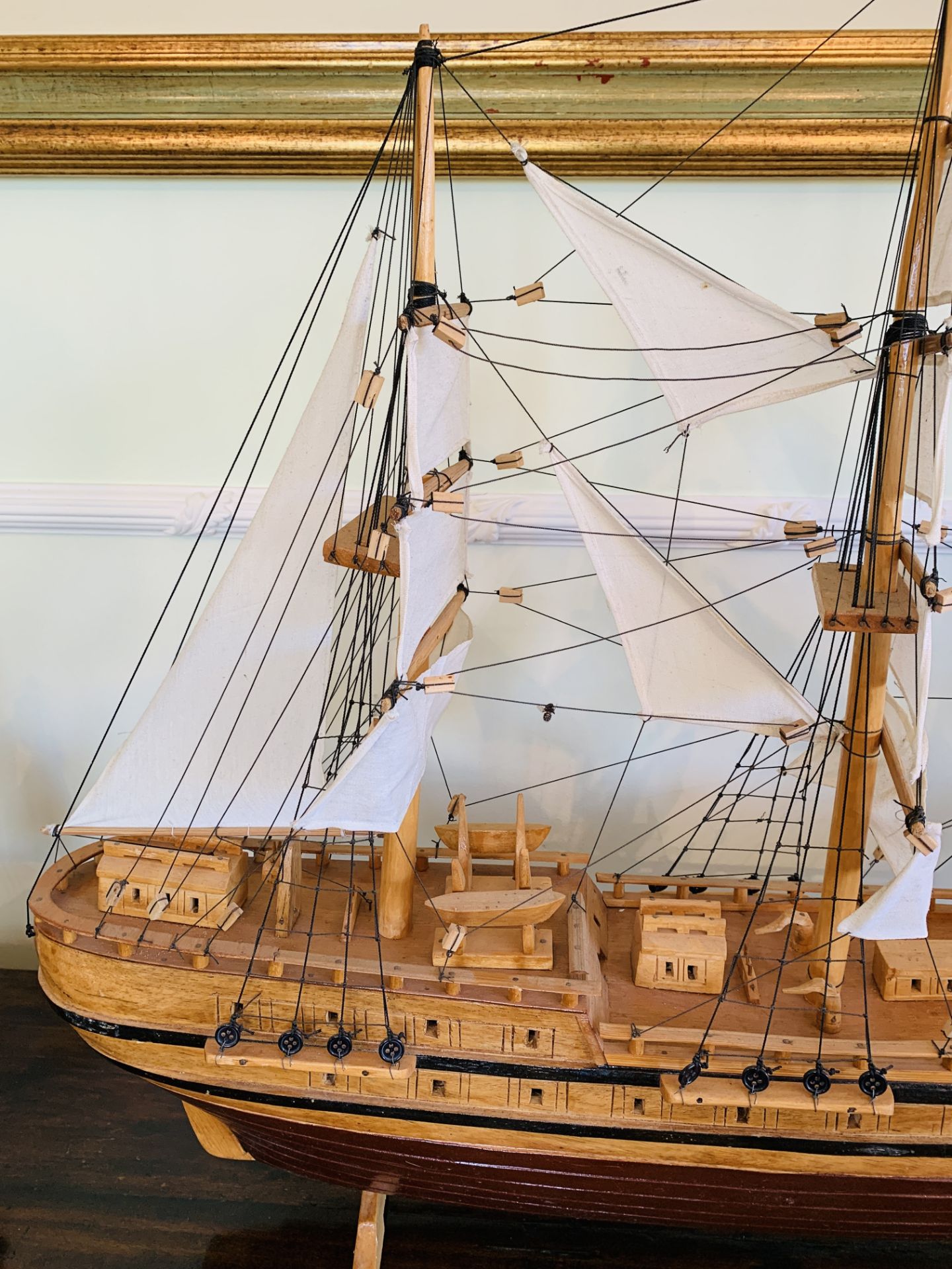 Scratch built wooden model sailing ship - Image 3 of 5