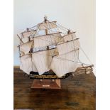 Wooden model sailing ship