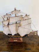 Wooden model sailing ship