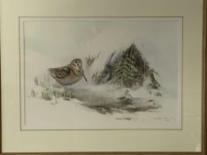 Three framed and glazed watercolours together with a mixed media