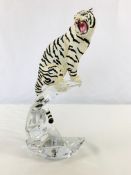 Figure of a Snow Tiger on a solid glass base