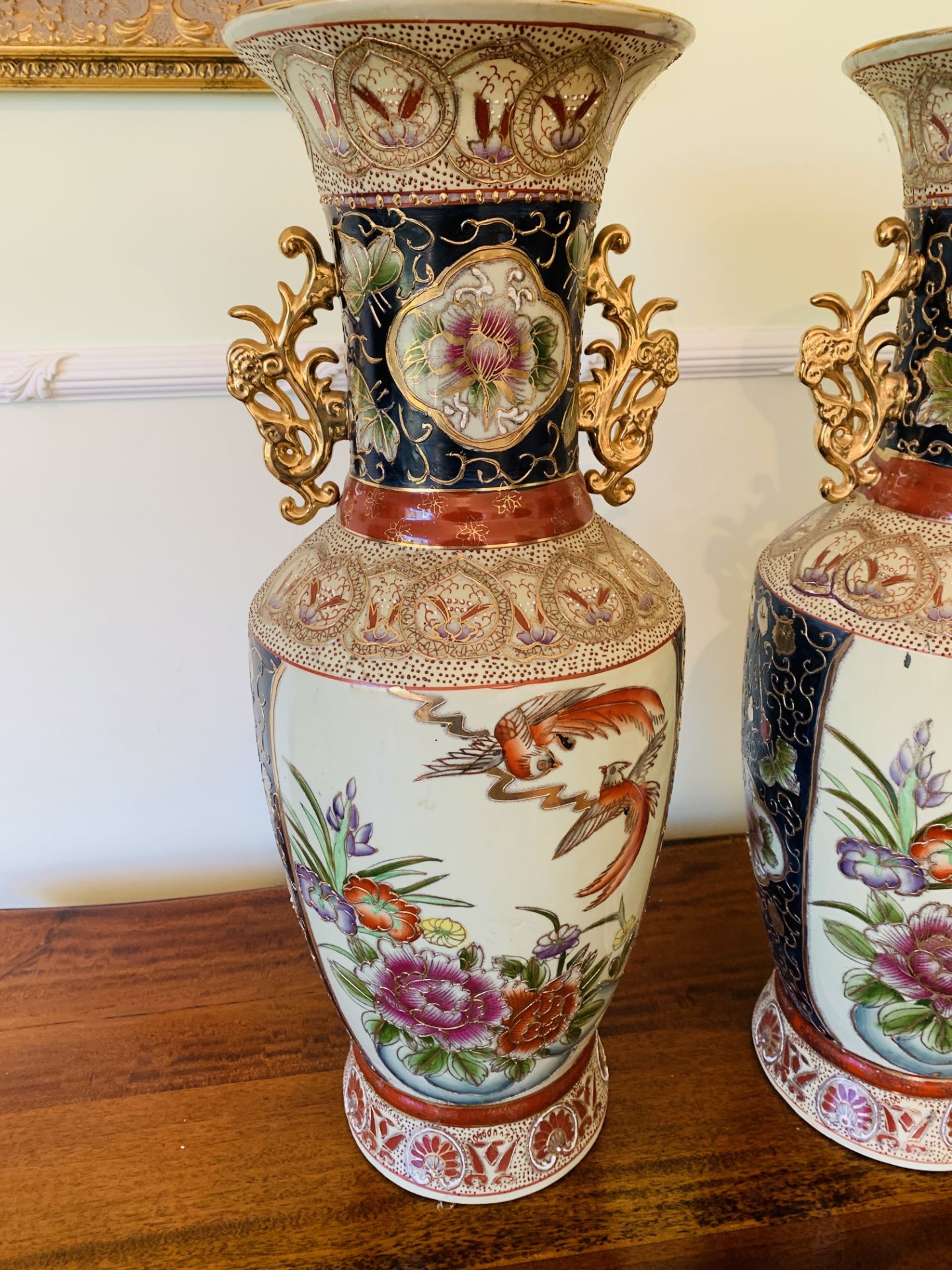 Pair of Satsuma vases - Image 4 of 5