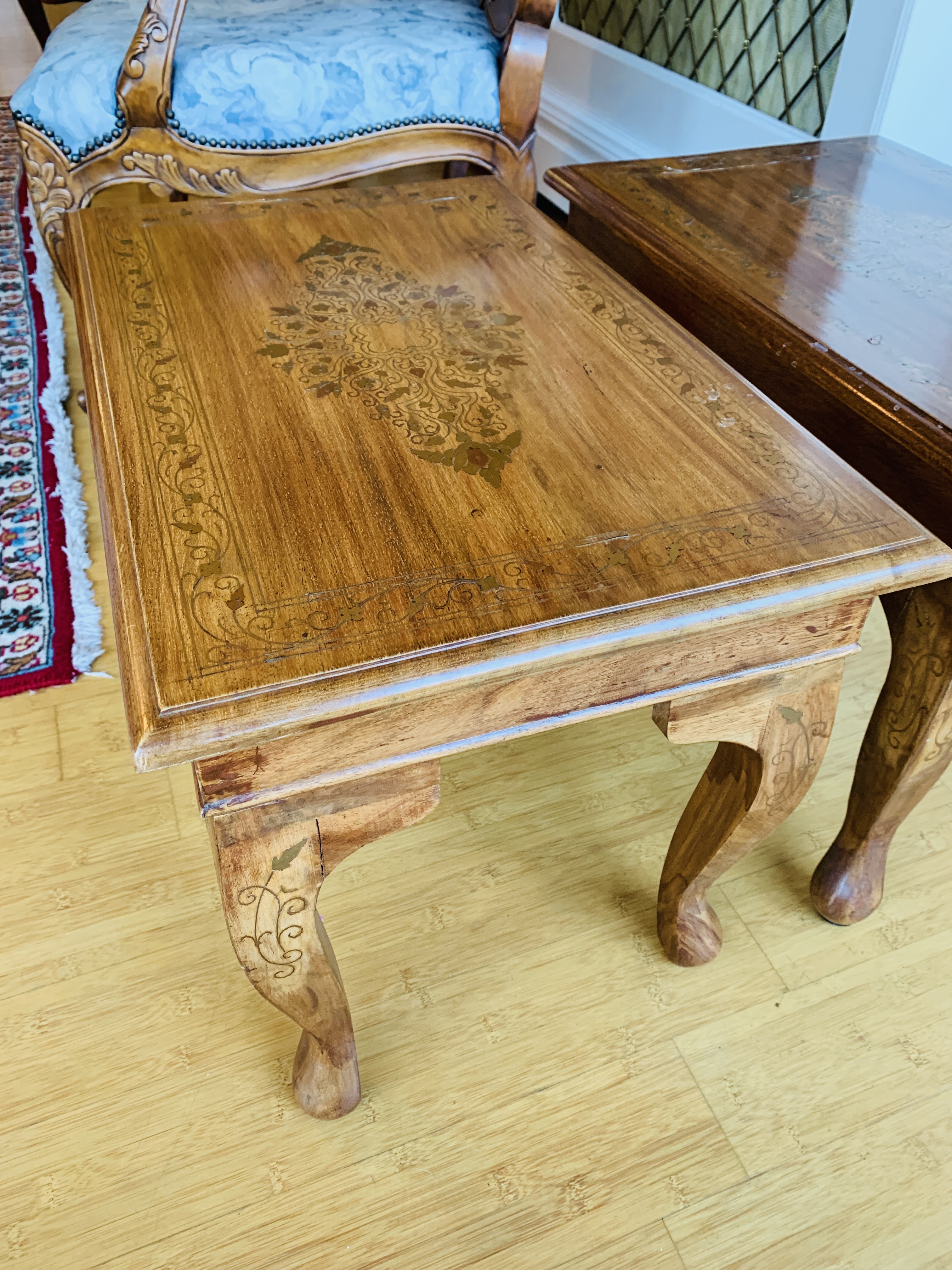 Pair of brass inlaid side tables - Image 5 of 6