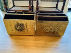 Two brass covered magazine holders