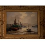 Pair of framed oils on canvas harbour scenes signed Don Micklethwaite