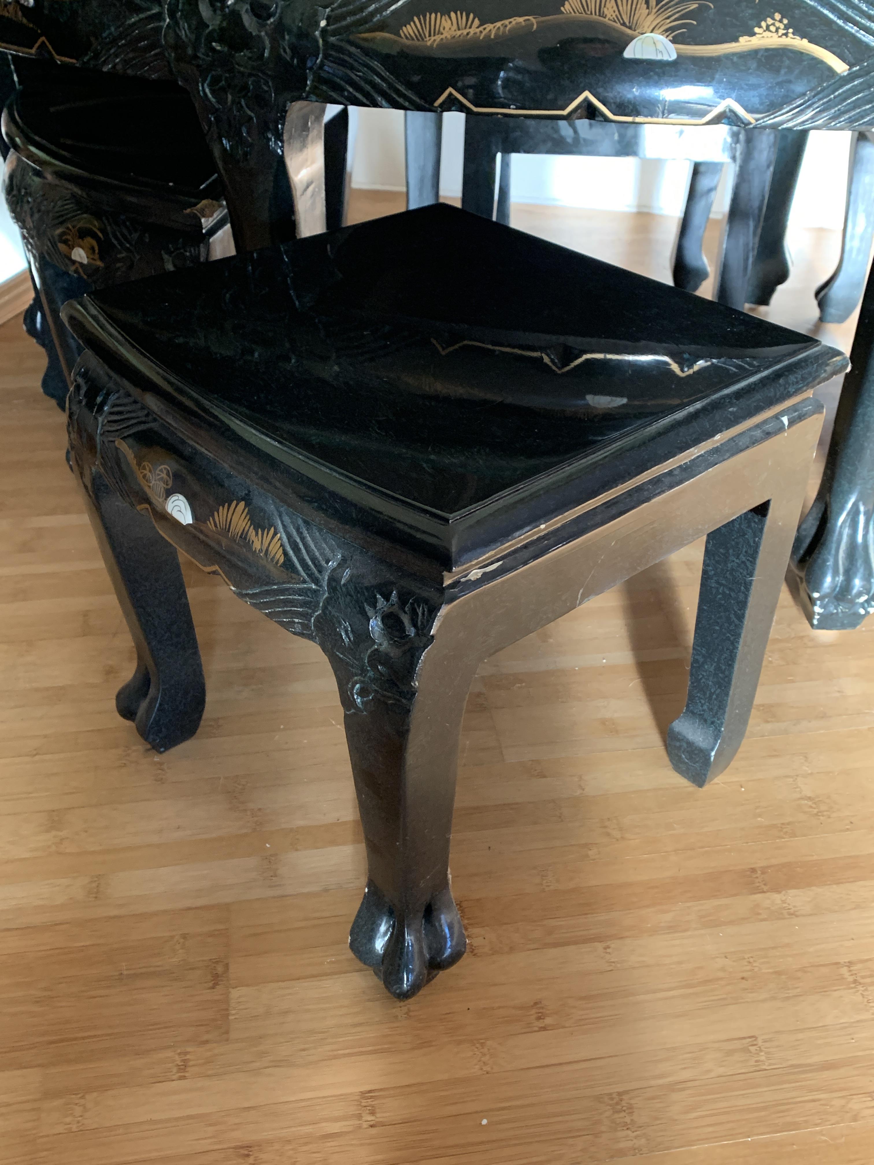 Oriental black lacquer low table - Image 3 of 4