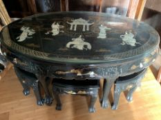 Oriental black lacquer low table