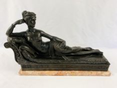 Bronze sculpture of a classical style semi-nude woman