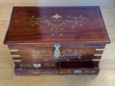 Brass inlaid hardwood chest