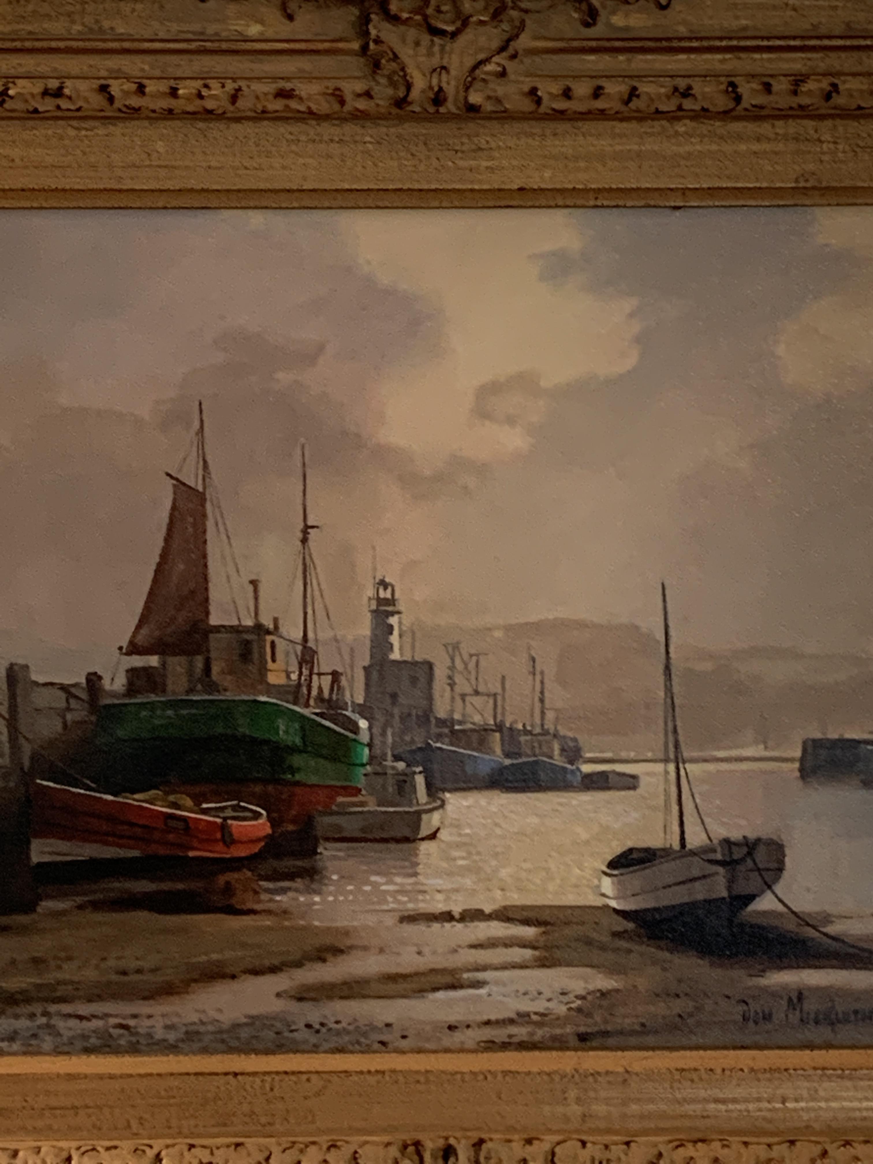 Pair of framed oils on canvas harbour scenes signed Don Micklethwaite - Image 2 of 5