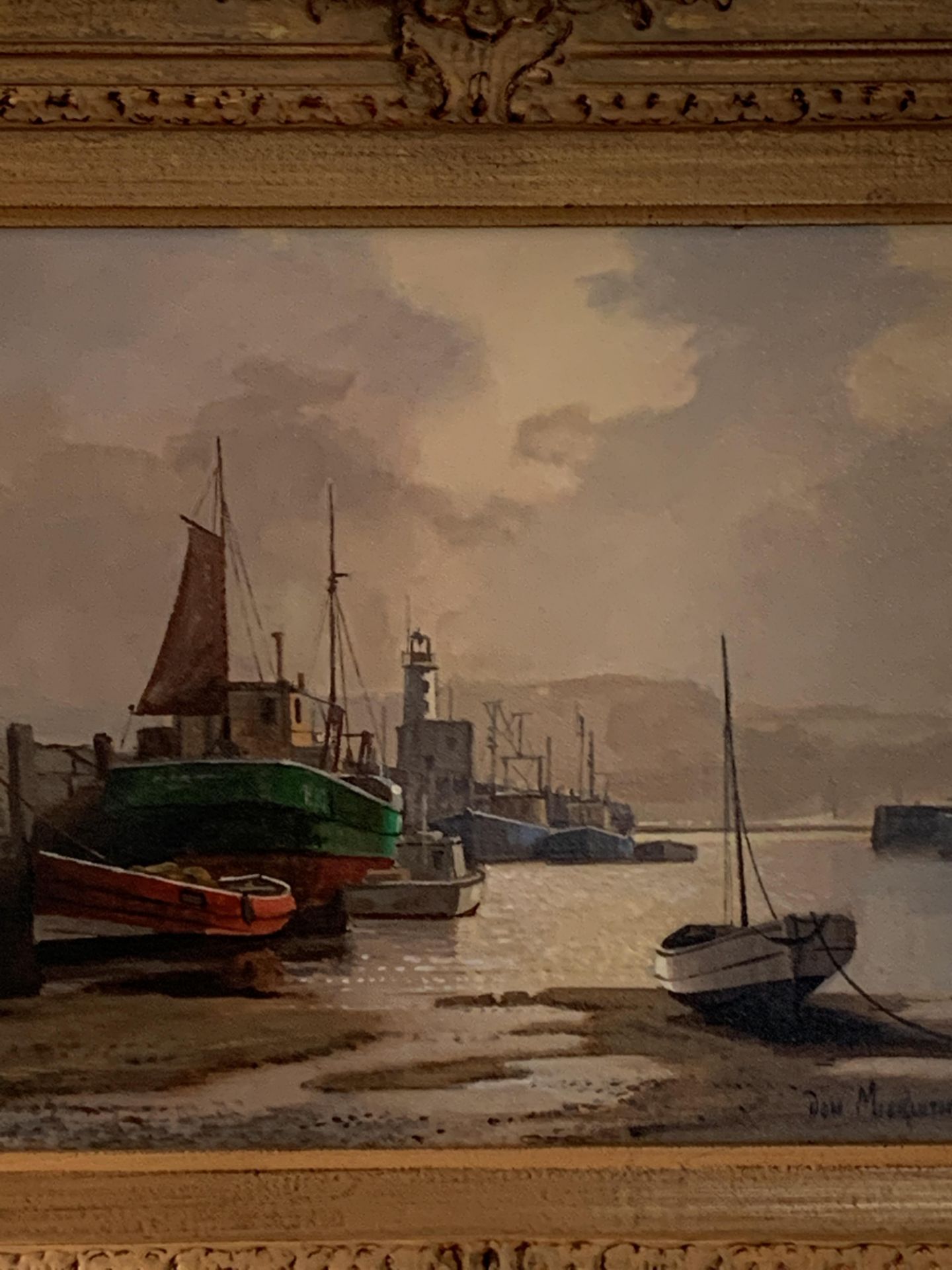 Pair of framed oils on canvas harbour scenes signed Don Micklethwaite - Image 2 of 5