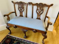 Carved two seat settle