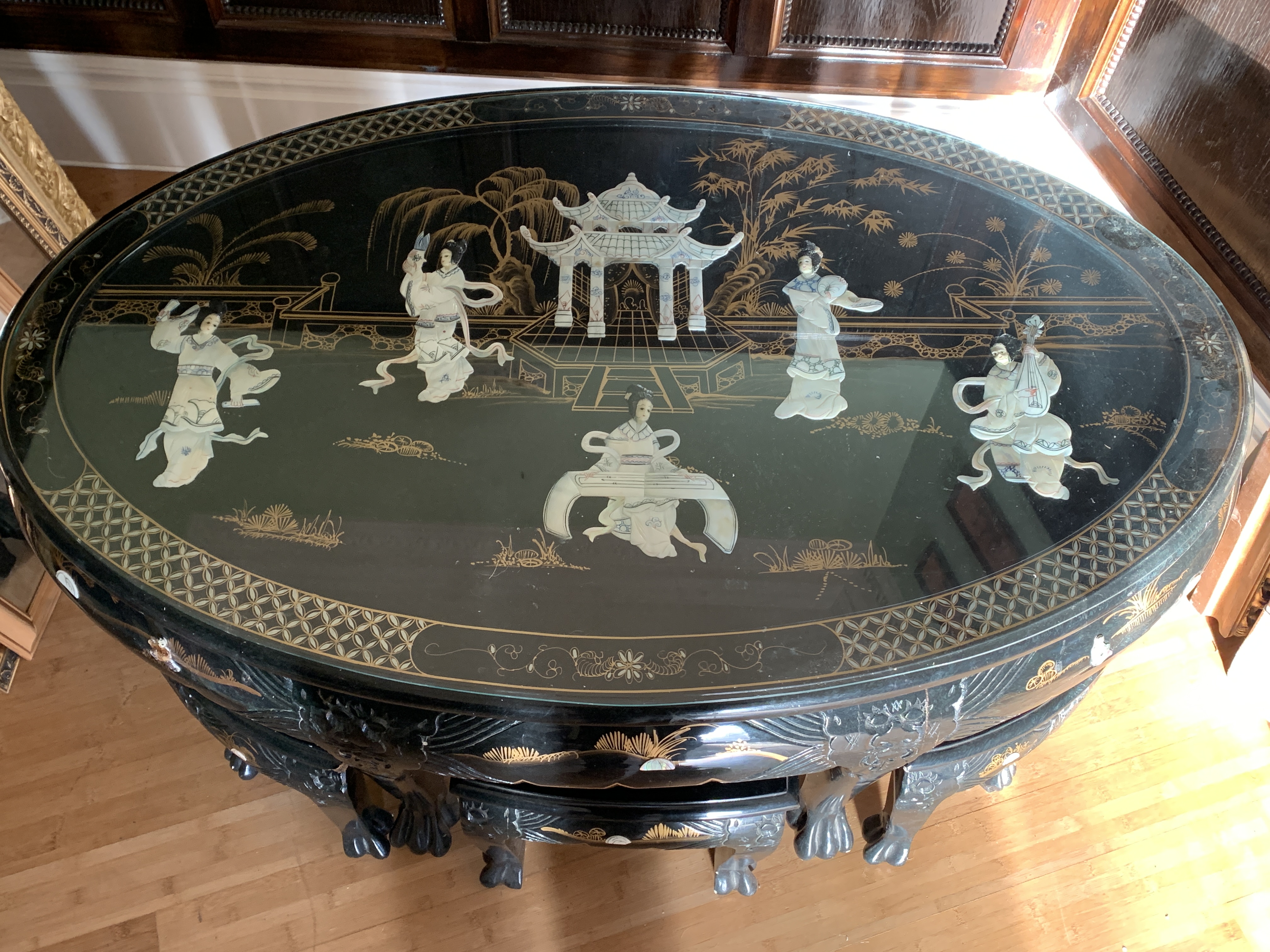 Oriental black lacquer low table - Image 2 of 4