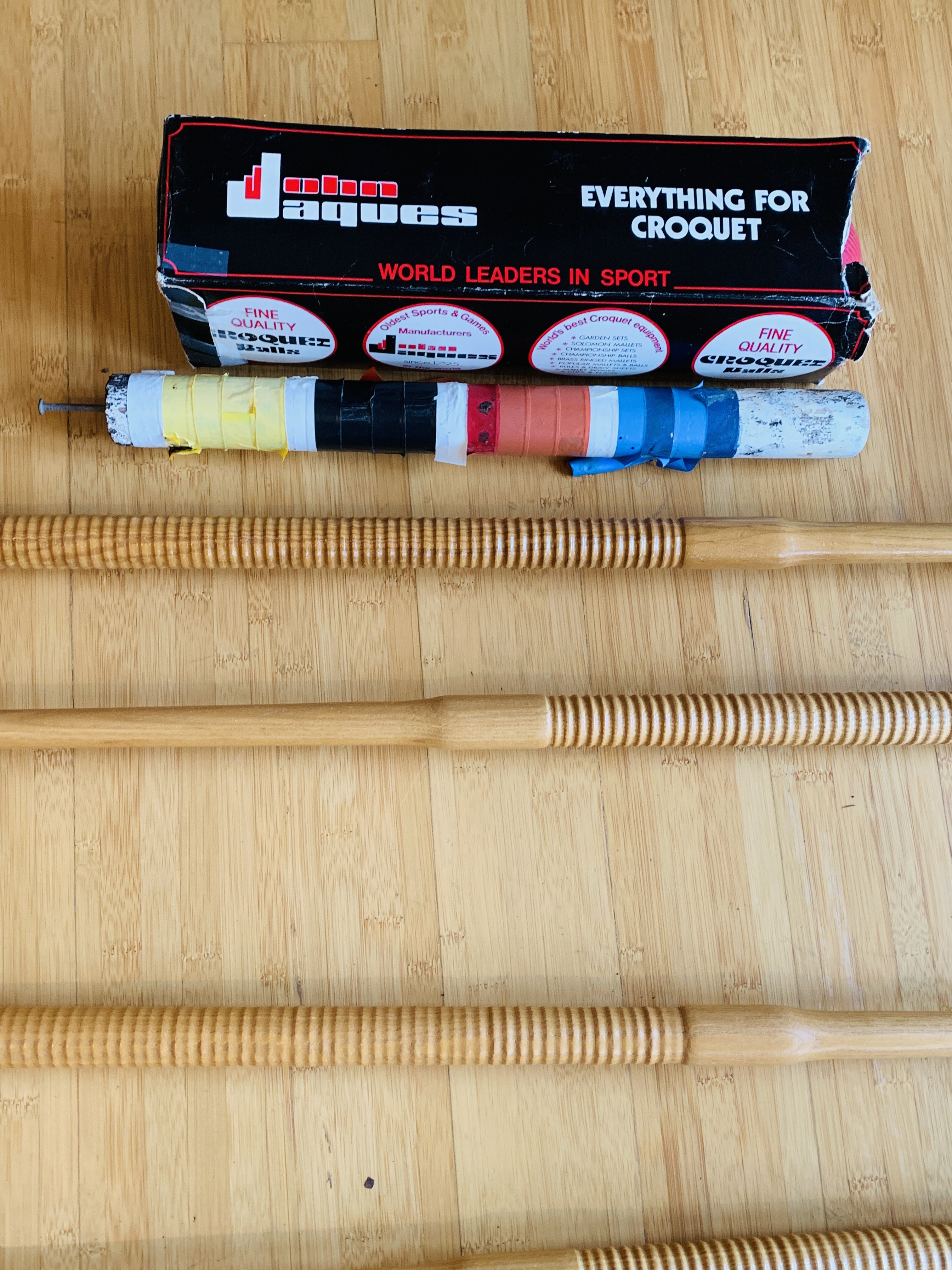 Four wooden Jaques croquet mallets, and 4 balls. - Image 3 of 3