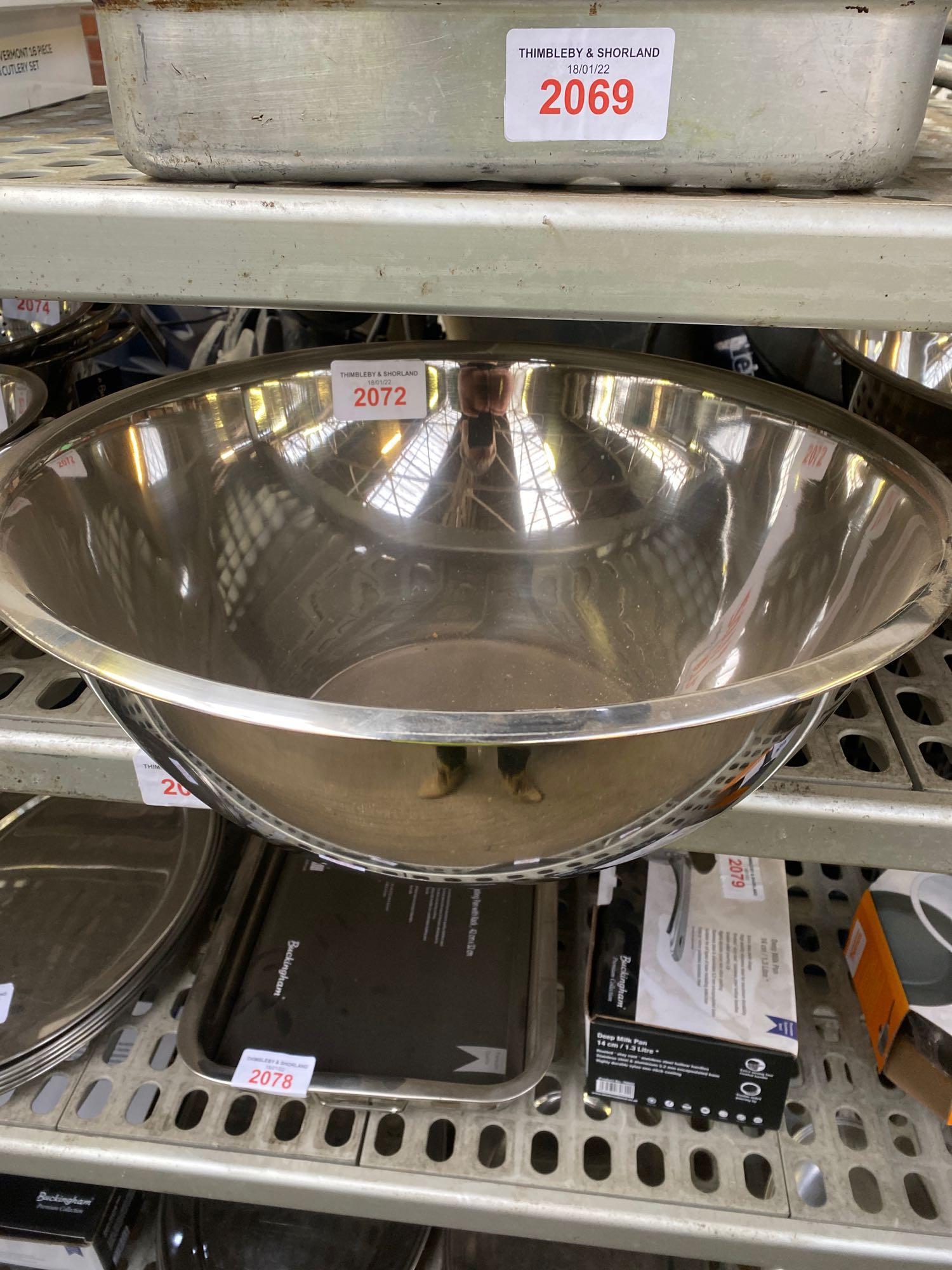 Two stainless steel colanders