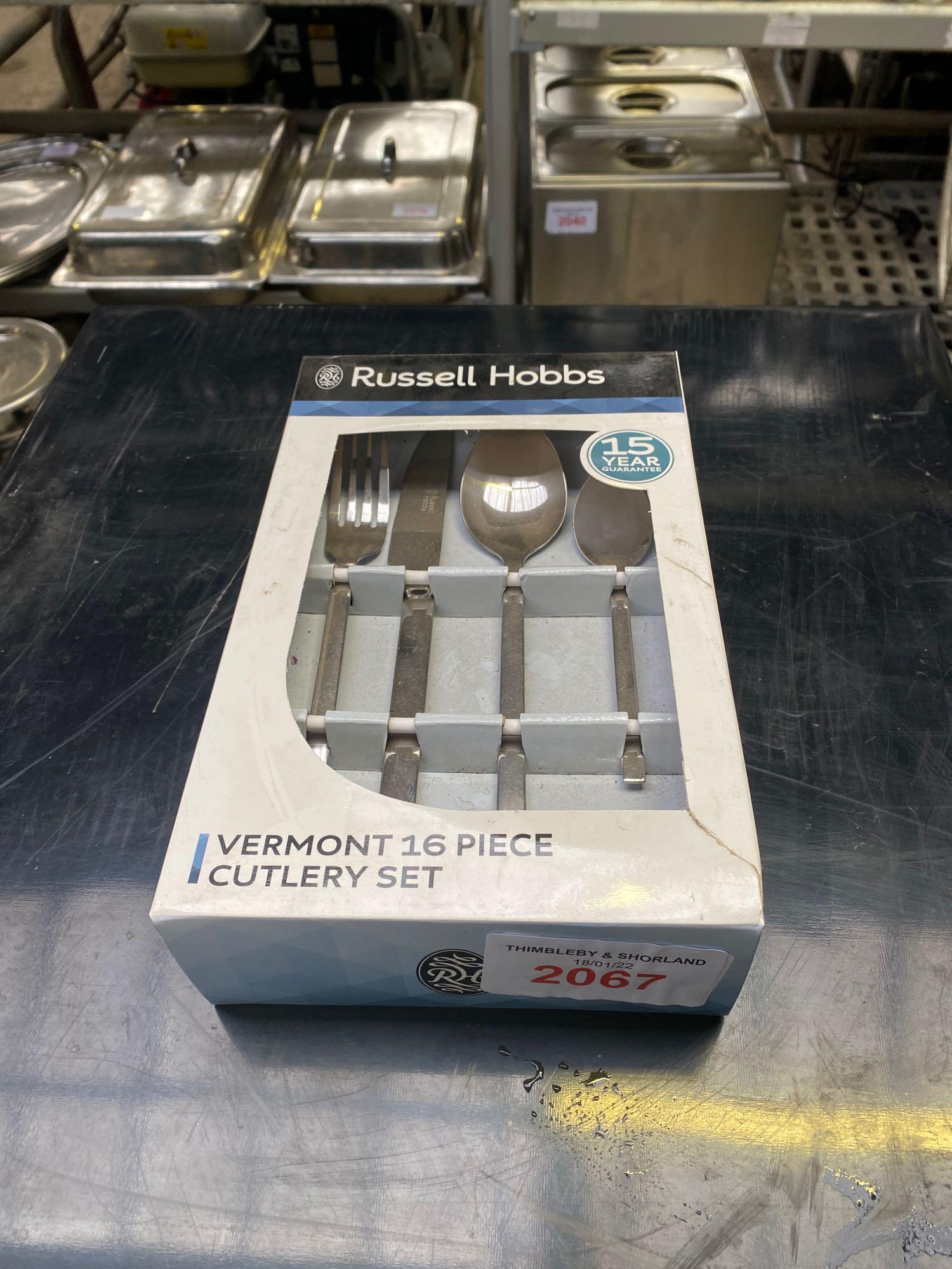 Sixteen piece Russell Hobbs Vermont cutlery set.