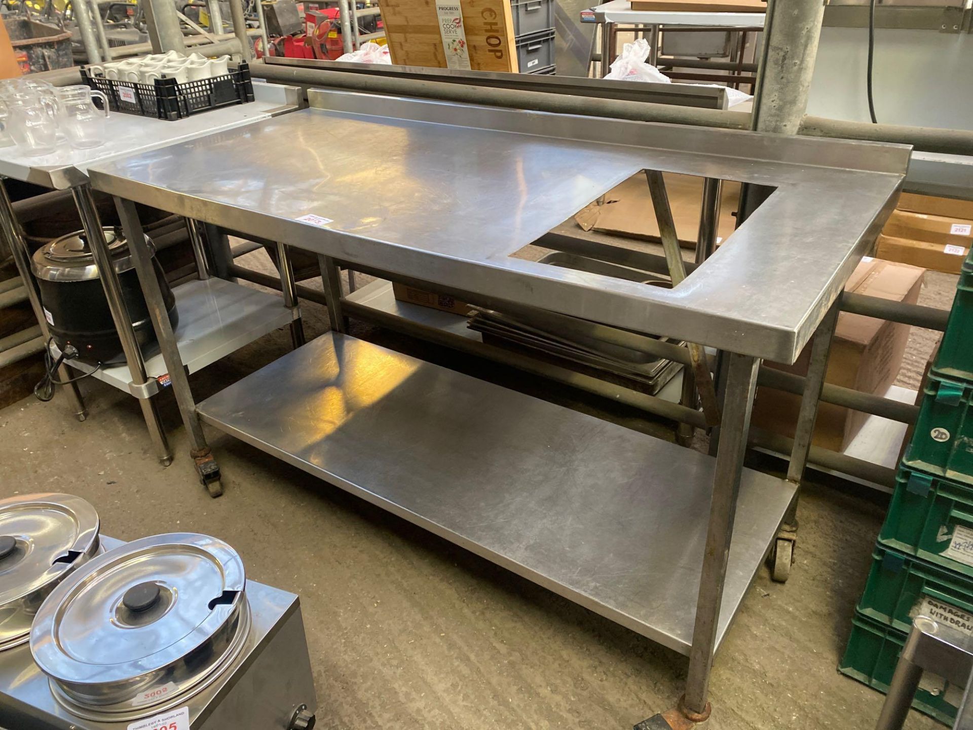 Mobile preparation table with undershelf and cut out. - Image 2 of 2