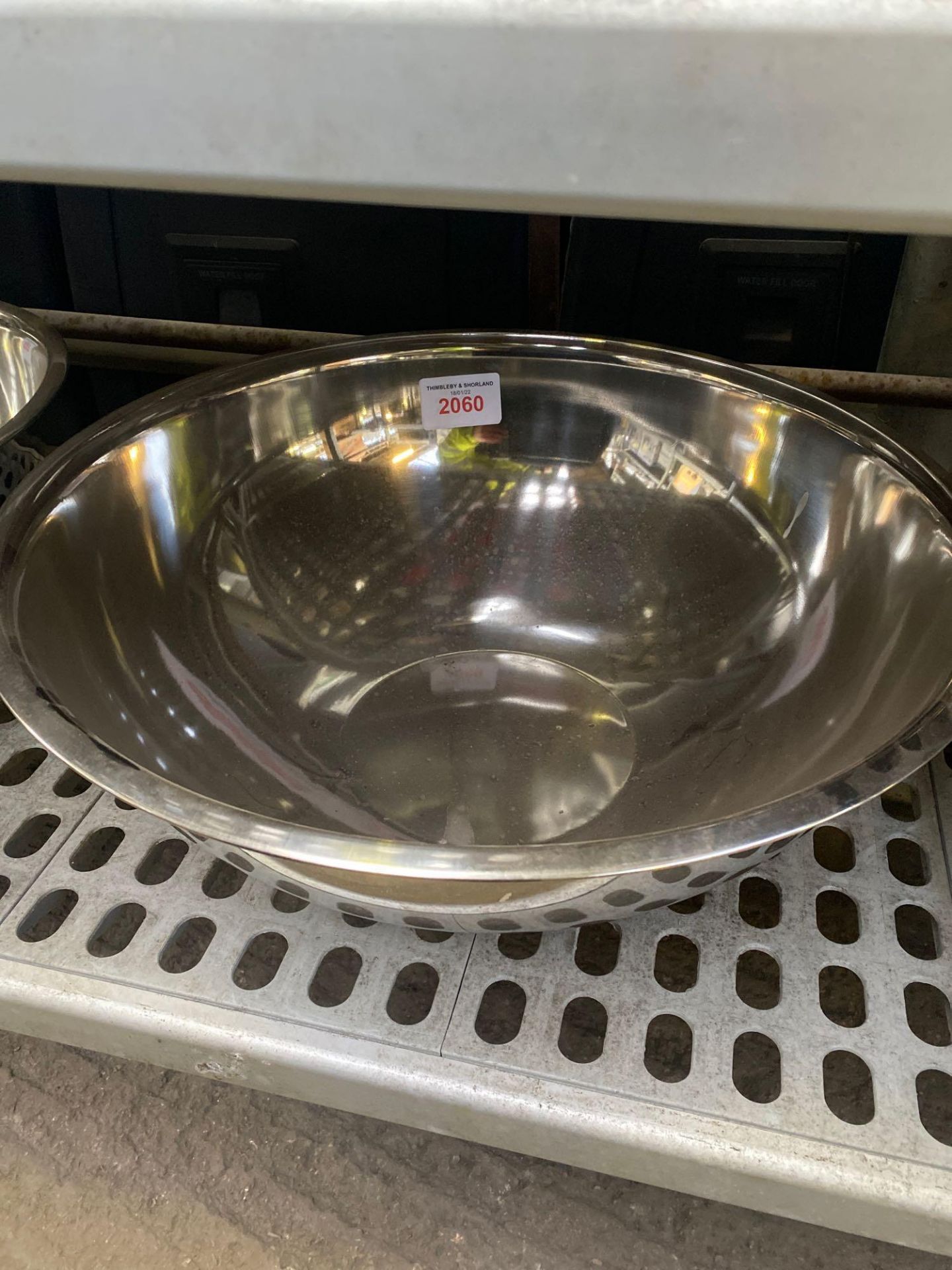 Large stainless steel mixing bowl