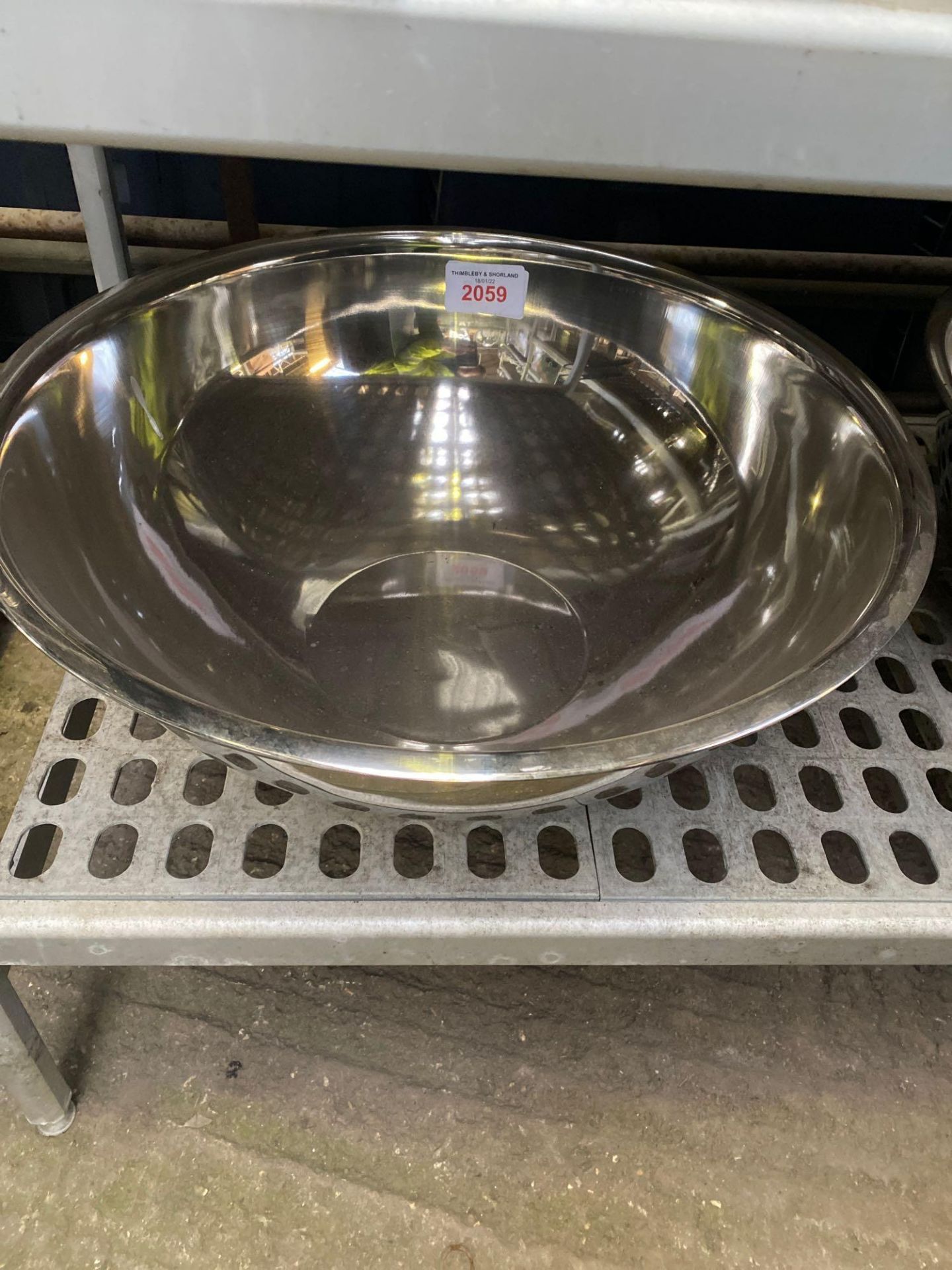 Large stainless steel mixing bowl