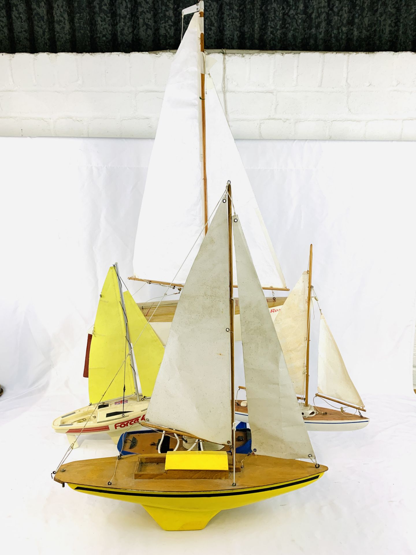Five small model boats