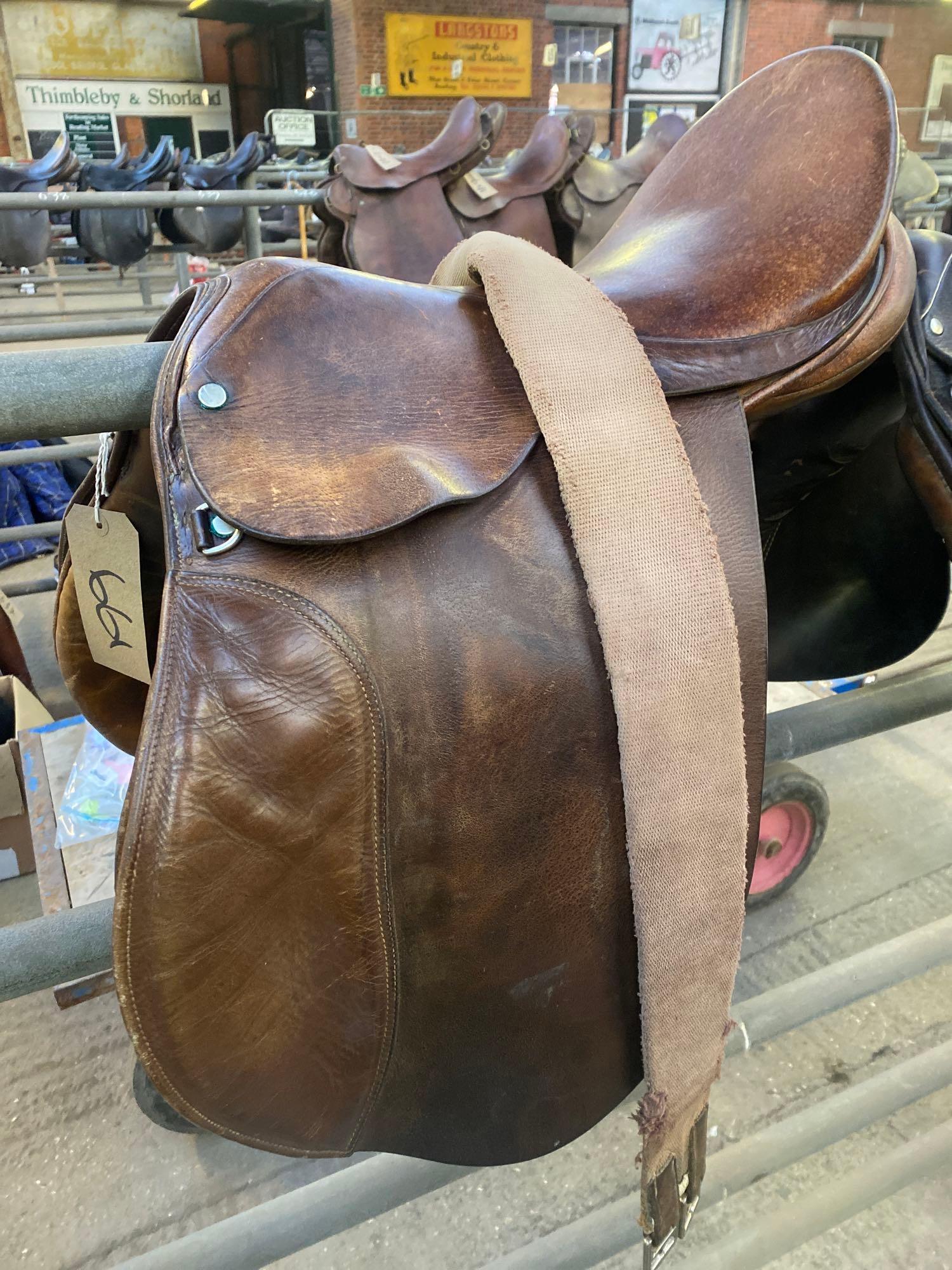 17.5" brown leather saddle by J W Wytcherley