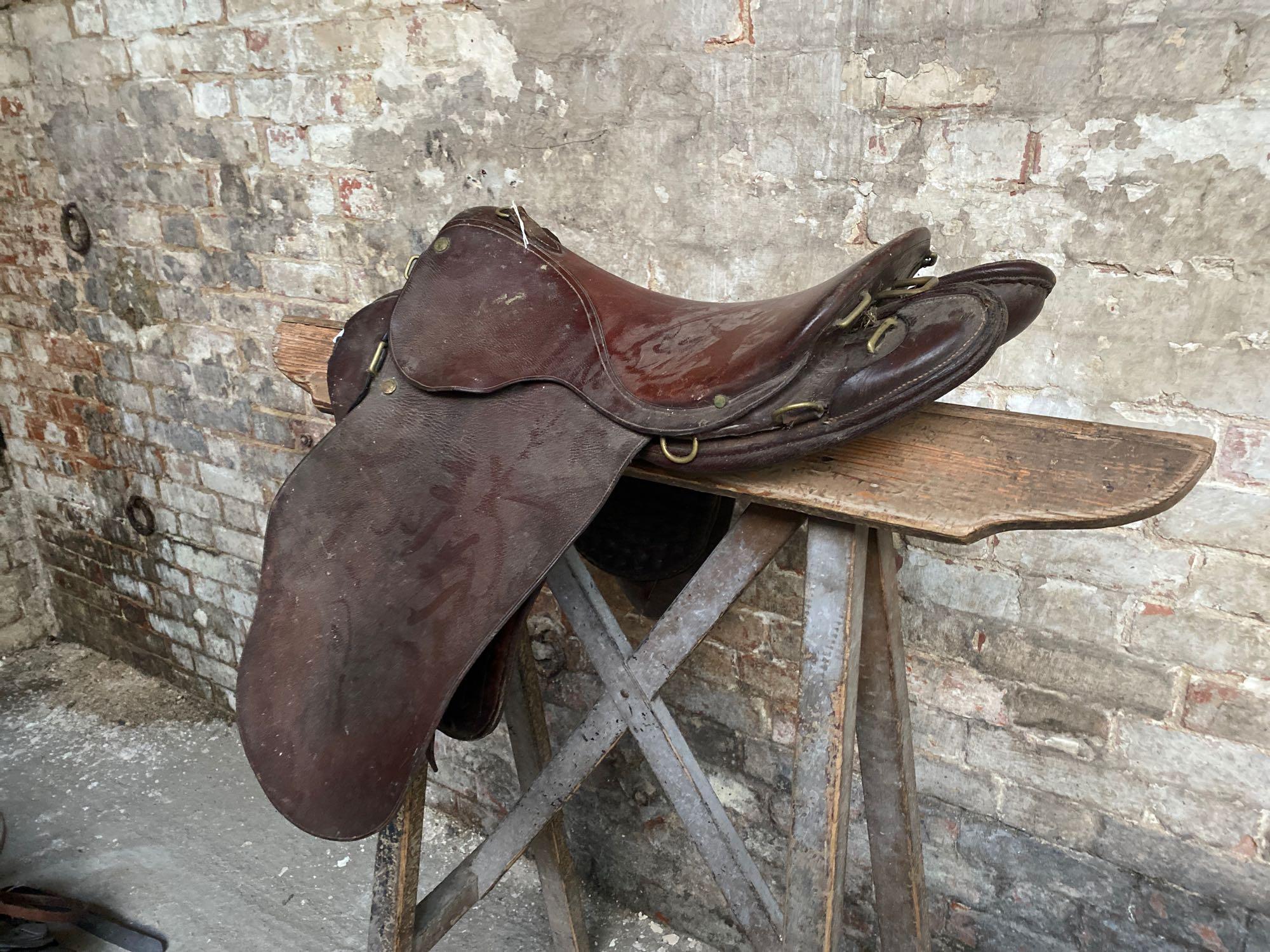 17 1/2" military saddle by Frank Ringrose, together with a 17" military saddle - Image 2 of 4