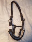 Full size black leather head collar (new)